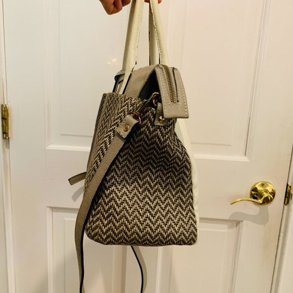 Vintage Dimoni Grey Leather Chevron Cross Body Designer Handbag - Picture 4 of 16